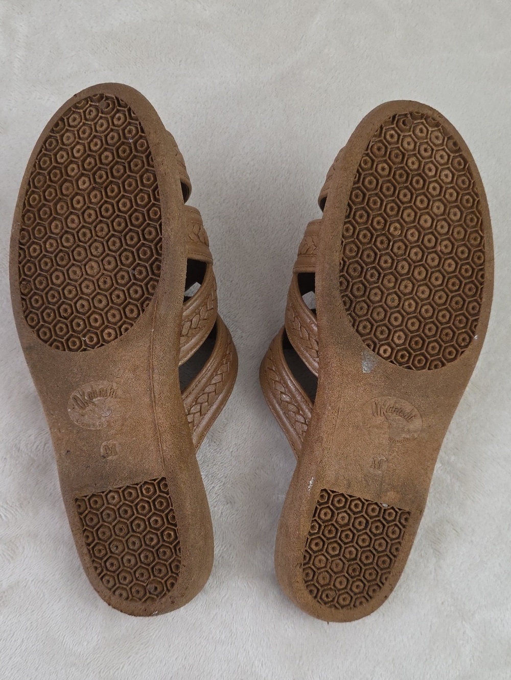 Okabashi Brown Criss Cross Comfort Slide Sandals Made in USA Women's M/L - Picture 4 of 5